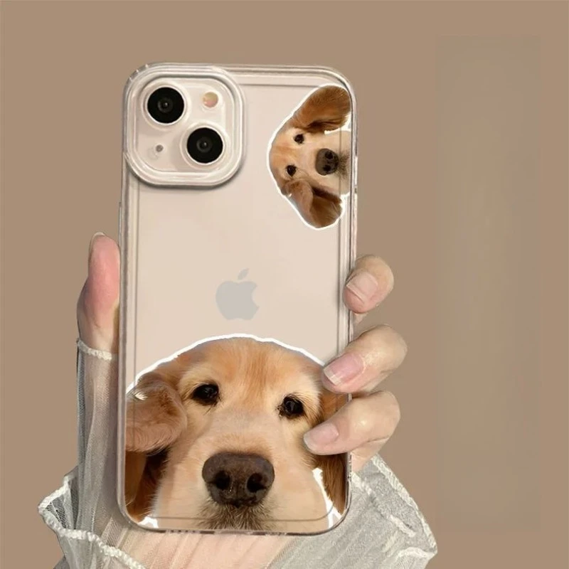Funny Cartoon Dog and Rabbit Clear Couple Phone Case - Cute and Playful Design