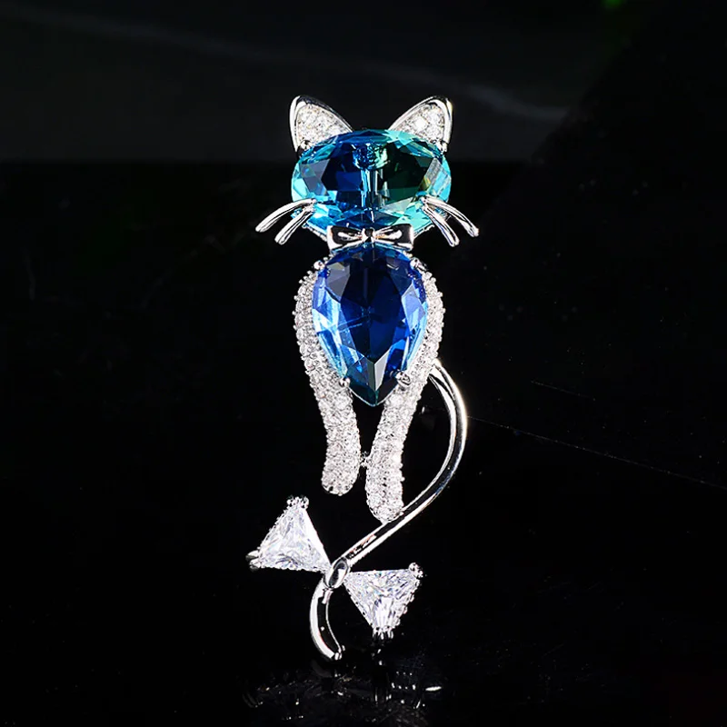 

Donia Jewelry European and American Fashion Kitten Titanium Steel Micro-Inlaid AAA Zircon Brooch Luxury Animal Pin