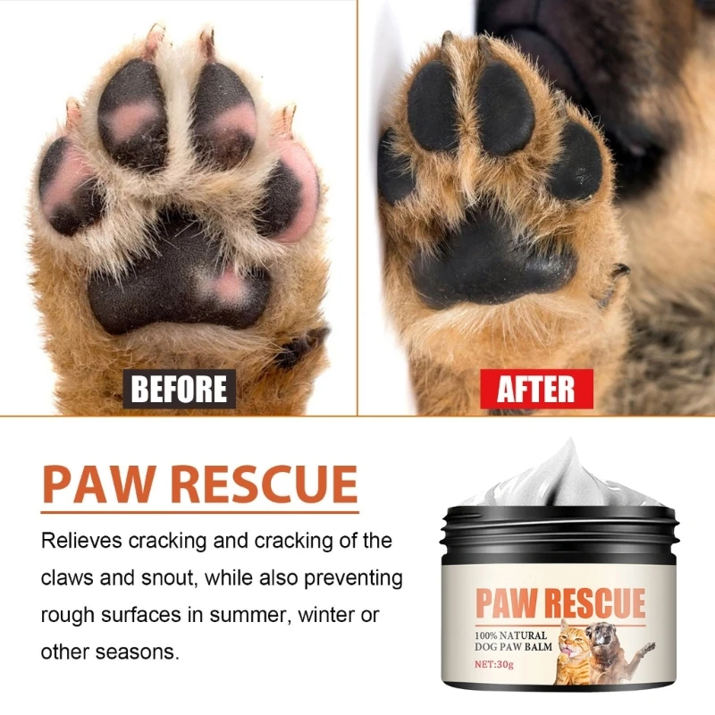 Dog Paw Wax Balm Nose Cream Soothes and Repairs Cracked Paws and Snouts Protections for Snow & Hot Pavements 1oz pet paw cream