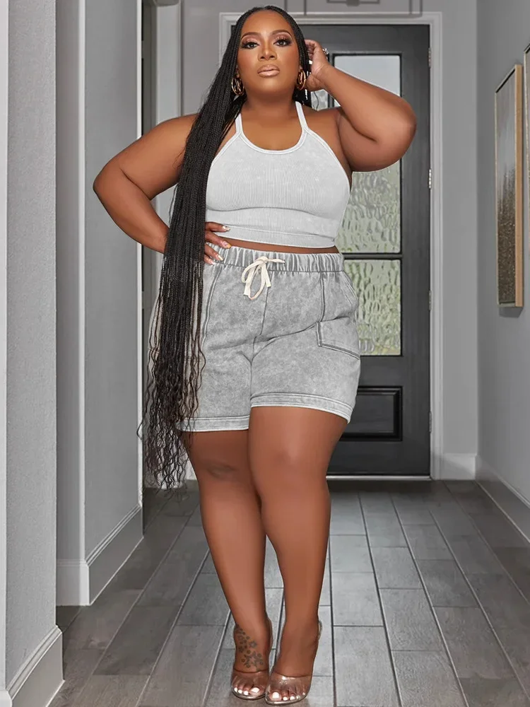 Wmstar Plus Size Two Piece Sets Women New in Matching Sets Loose Top Shorts Tracksuit Casual Summer Wholesale Dropshipping 2023