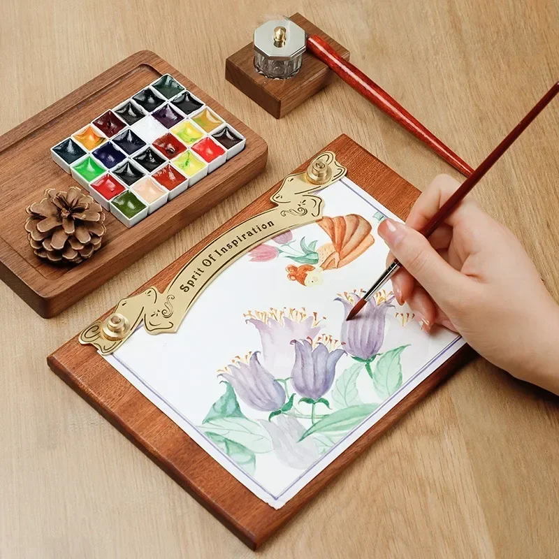 학생 그림 수채화 드로잉 용품, 미술 야외 보드 나무 클립, 특수 이젤 황동 스케치 만들기