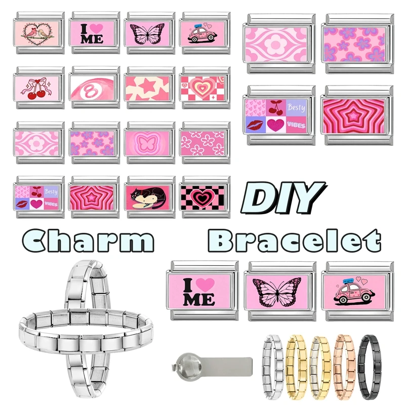 Italian Charm Links Bracelet Stainless Steel Accessories