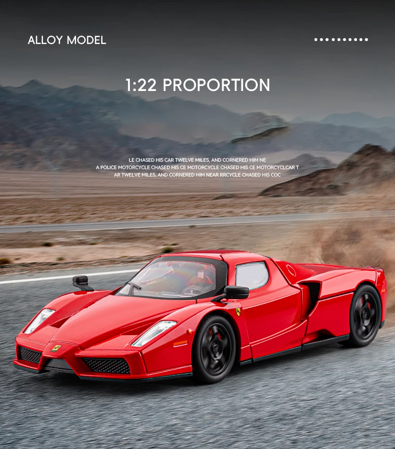 Sfaec4f8b8c9948e78c348ddd9763c041q 1:24 ENZO Alloy Sports Car Model Diecast Metal Racing Super Vehicles Car Model High Simulation Sound and Light Children Toy Gift