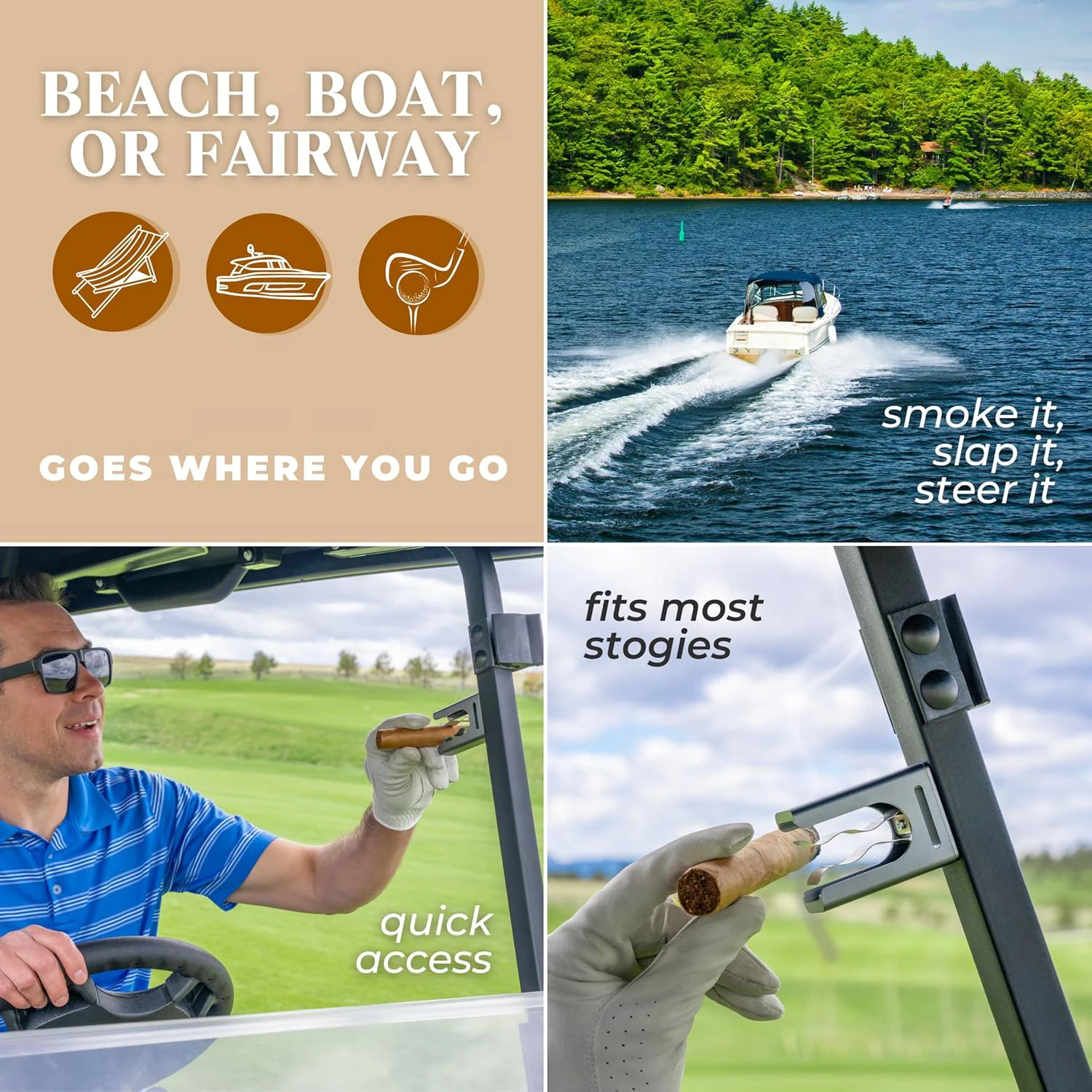 Magnetic Cigar Holder,Fits Golf Carts, Beach Chairs, Fishing Rods - Secure Magnetic Grip, Hook & Loop Strap 4
