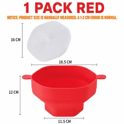 Large Capacity Collapsible Silicone Popcorn Maker with Lid (1 PACK Red)