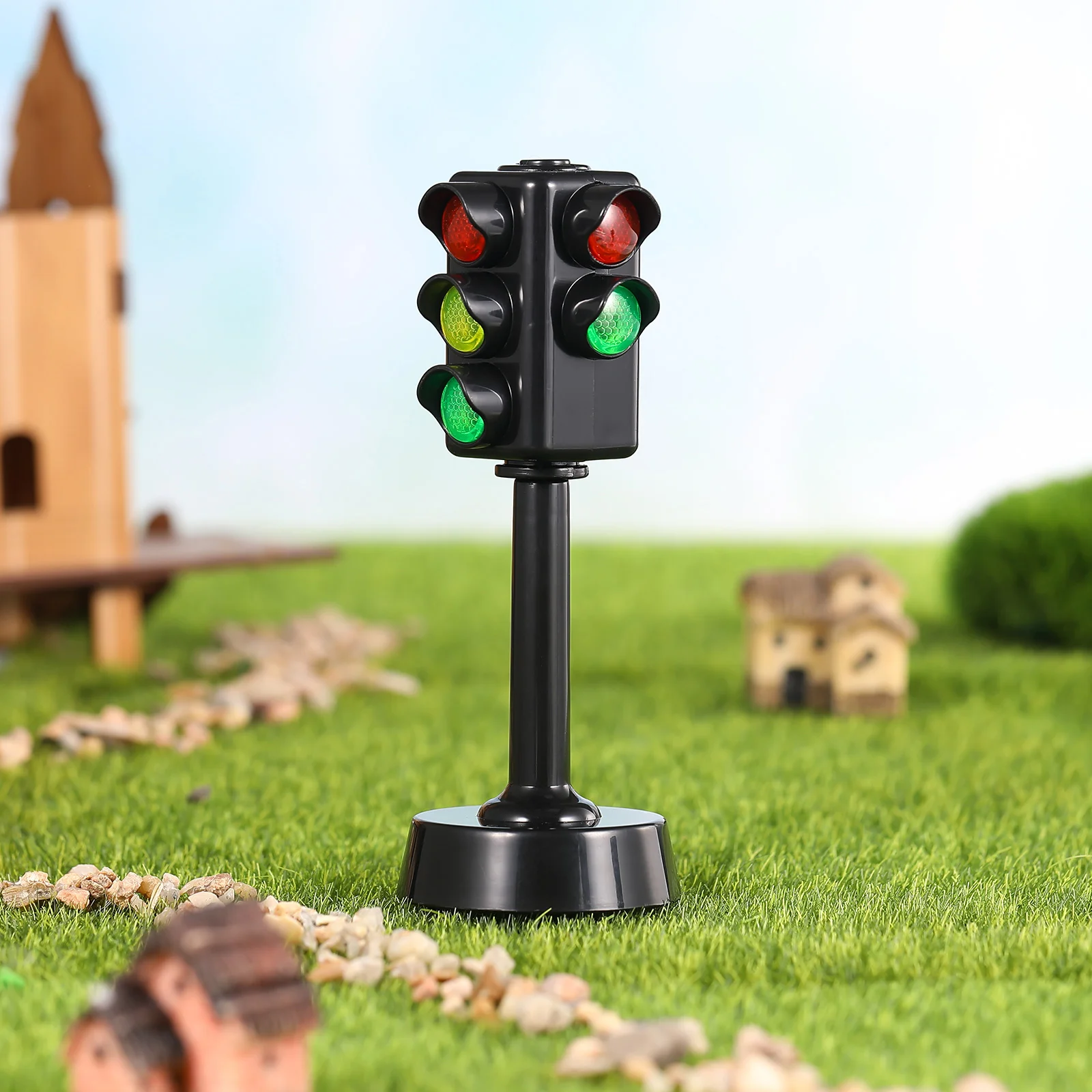 2 Pcs Traffic Toys for Kids Mini Set Toddler Lamp Light Model Ornament Road Child Train Miniature 5