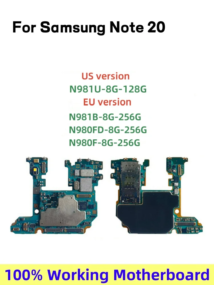 لوحة أم غير مقفلة لـ Samsung Galaxy Note 20 Ultra ، لوحة منطقية ، 4G ، N980F ، N985F ، N986B ، N986U ، N981U ، N981B ، تم اختبارها
