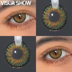 VISUASHOW Natural Look Color Contacts - Fashion Makeup Accessories (3 Tone Green)