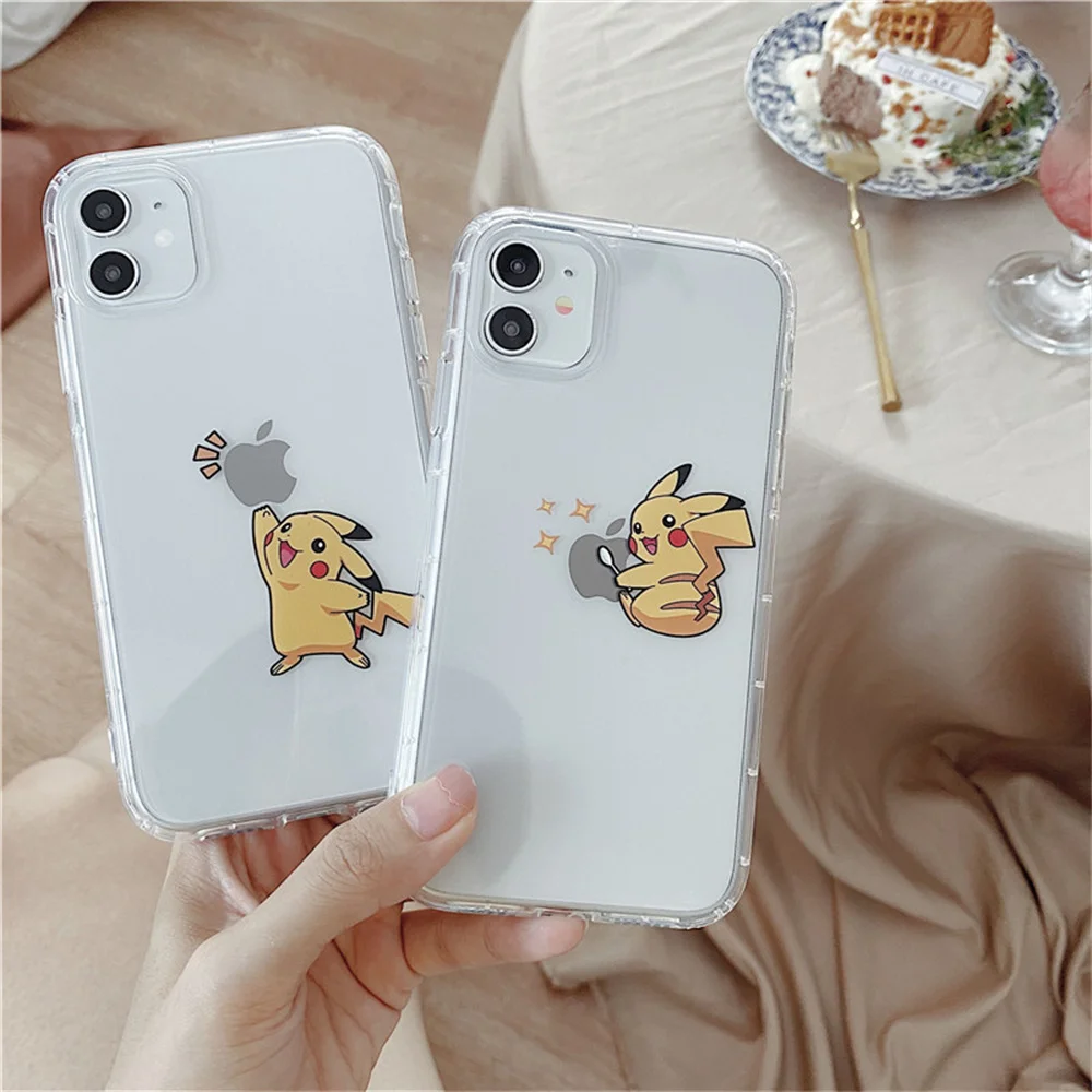 Pokemon Pikachu Phone Case for iPhone 13 12 11 14 15 Pro Max Clear Cover Case