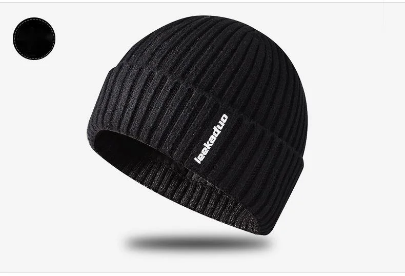 Knitted Beanie Hat For Men Embroidered Woolen Winter Skull Cap_voghion.com