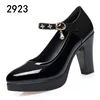 2024 New Fashion Platform High Heels Women Round Toe Black Pu Leather Square Heel Pumps for Party Dress Lady Shoes Zapatos Mujer 4