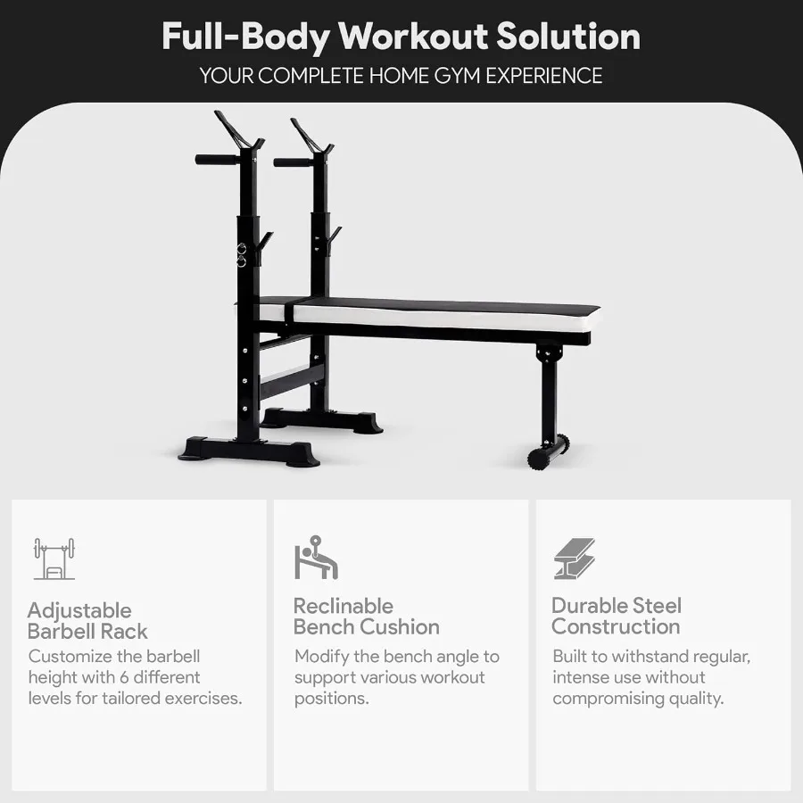Foldable Weight Bench with Rack 2