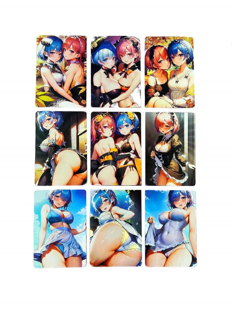 

9Pcs/Set ACG Anime Re:Zero-INFINITY Rem Ram kawaii cards DIY Hobbies Collectibles Game flash cards Gift Toys for friends