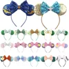 Children Headband Girls Mouse Ear Sequins Hair Accessories Baby Kids Christmas Jasmine Rapunzel Elsa Clover Hair Band 1