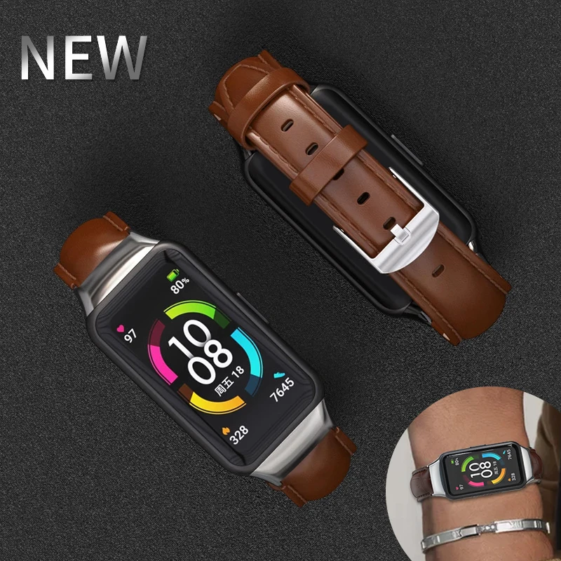 Strap For Huawei Honor Band 6 Genuine Leather Smart Watch Bracelet for Honor 6 Wristband Replacement Strap For Huawei Band 6 005