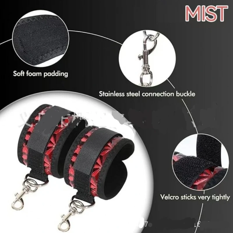 SM Adult Sex Toys Upgraded Leather Diamond Pattern Leg Splitting with Handcuffs Binding Alternative Training Props