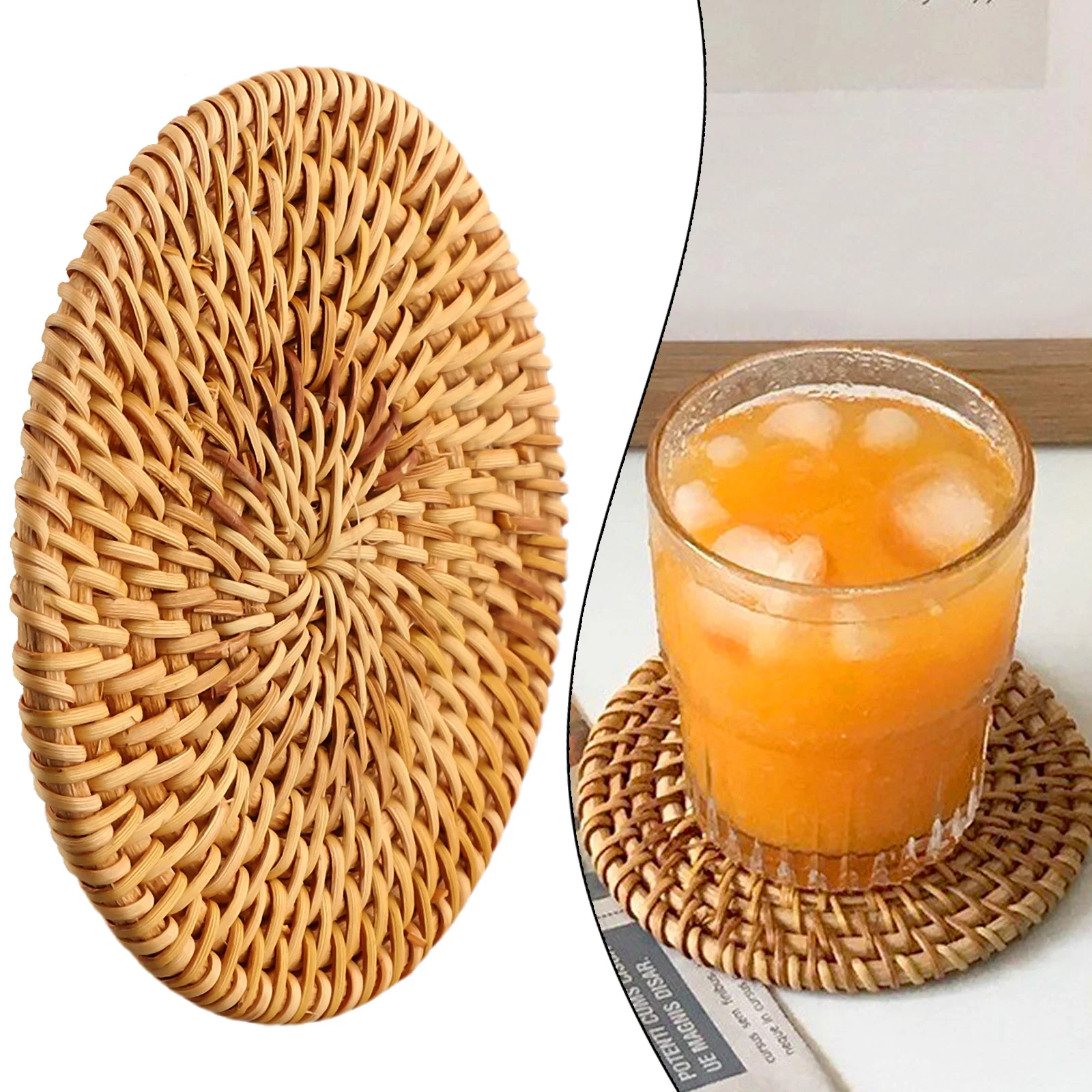 10CM Rattan Coaster Dining Table Protector Decor Glamor