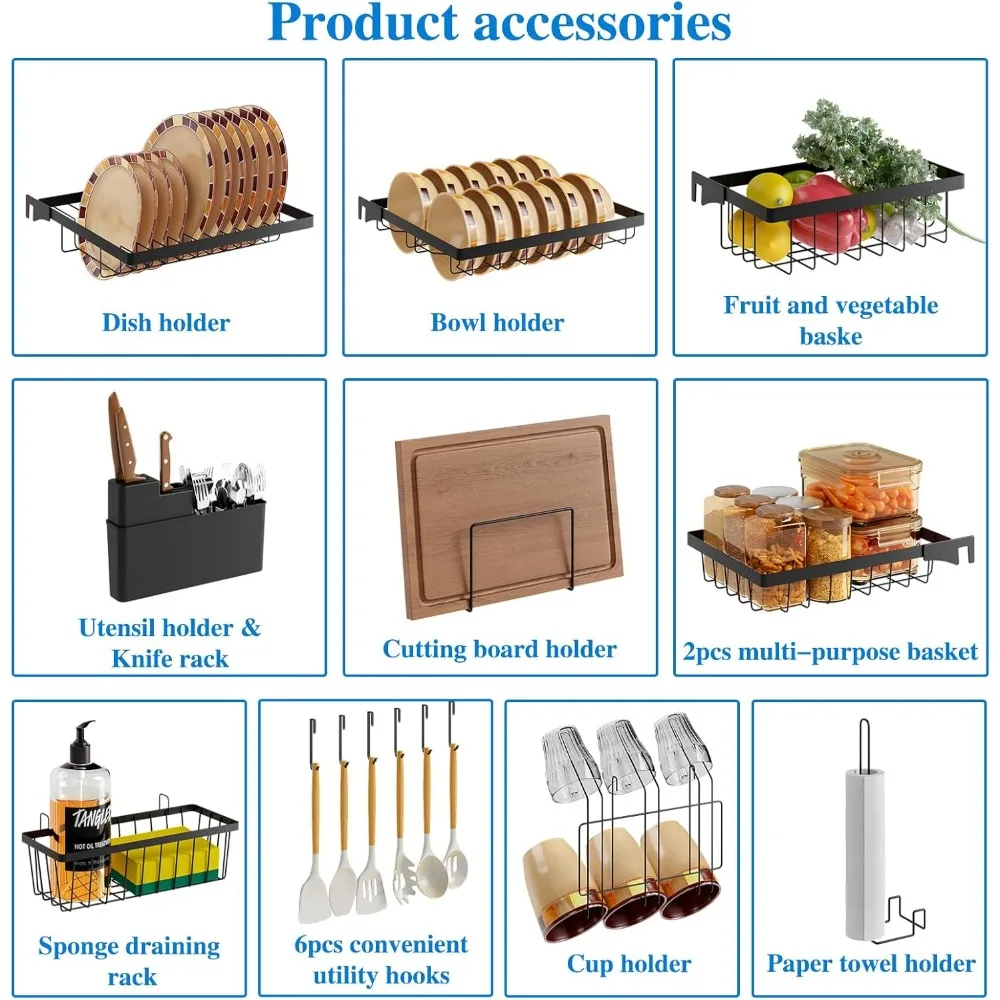 Over The Sink Dish Drying Rack XLarge 3 Tier Dish Drainers Drying Rack 31"-39.5" L x 12" W x 34"-38" H Extendable Large 4