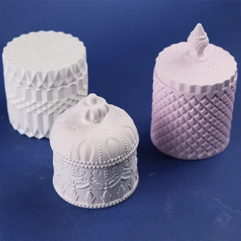 

Concrete Storage Box Mold Candle Vessel with Lid Silicone Mold Epoxy Resin Wax Box Candle Jar Cement Clay Molds Art Home Decor