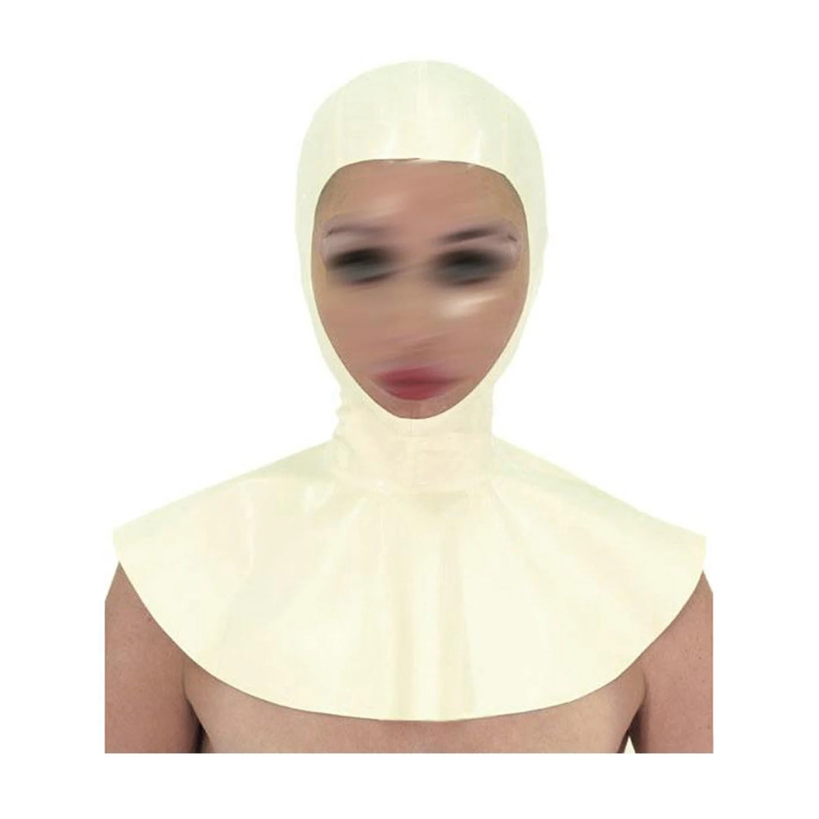 MONNIK White Latex mask Realistic Unisex Hood with Zipper and Shawl for Bodysuit Cosplay Clubwear Fetish Catsuit Halloween dustproof windproof cape safety helmet with glasses protective cap outdoor safety protection hats shawl welding hood