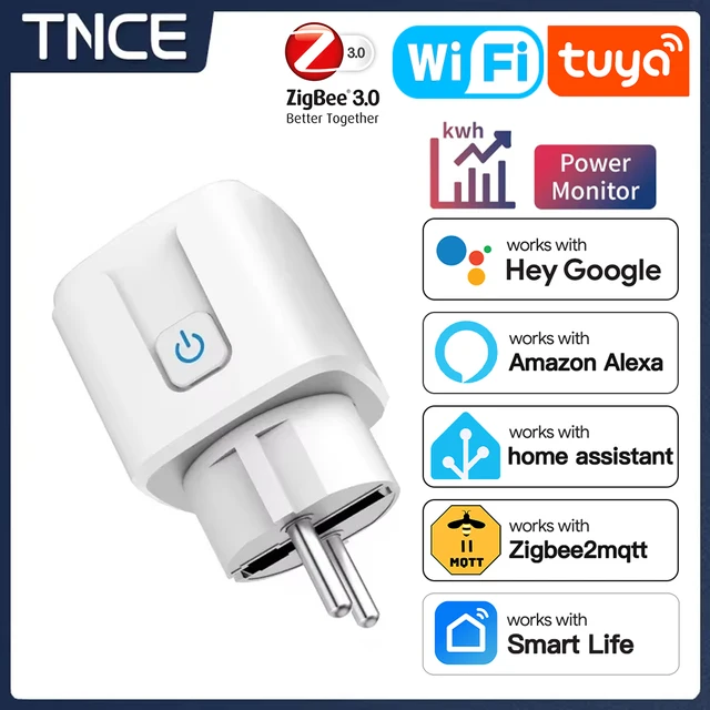 TNCE TUYA สมาร์ทปลั๊ก WiFi หรือ Zigbee3.0 ซ็อกเก็ต EU 16A/20A Power Monitor ฟังก์ชั่นจับเวลา Voice Control ทํางานร่วมกับ Alexa Google Home 1