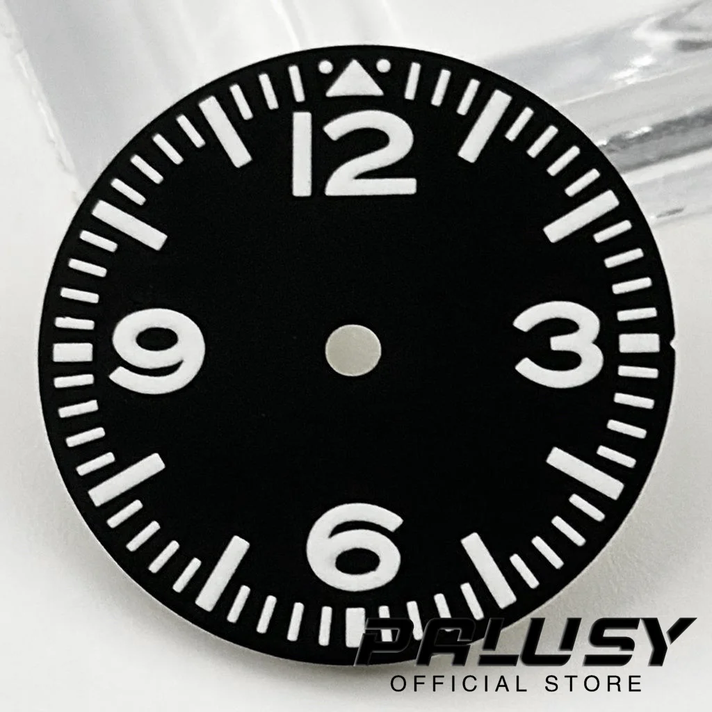 29mm Black Watch Dial Green Luminous Watch Faces Fit NH35