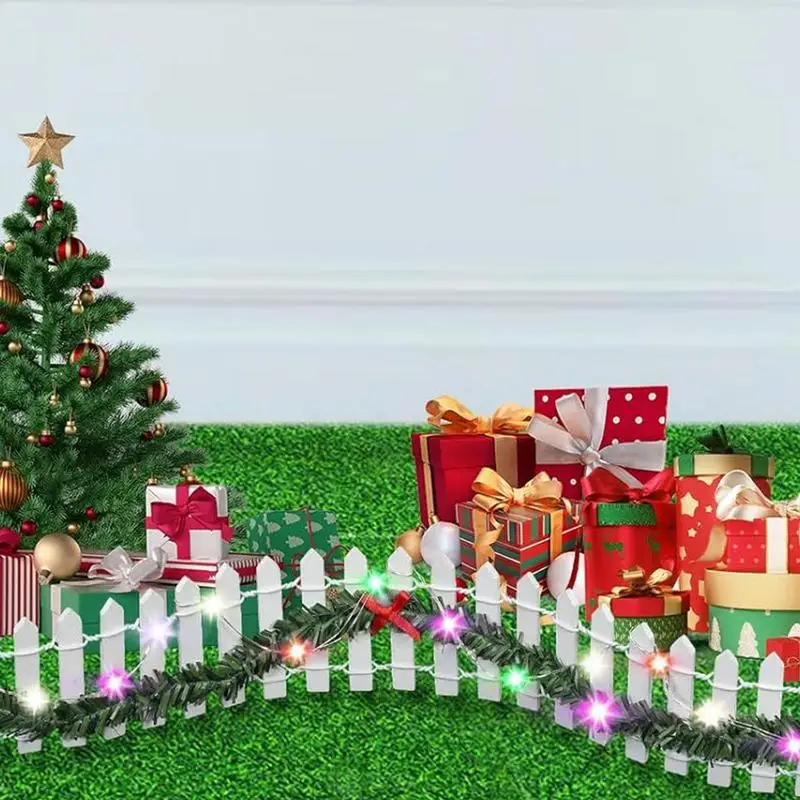 Christmas Tree Fence Decoration LED Handmade rattan wooden fence New Year Party Home Garden Holiday Indoor Decor garden fence