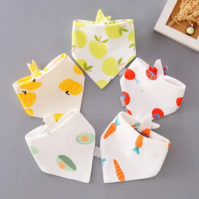 5 pieces/lot Baby Bibs Triangle Double Cotton Bibs Cartoon Print Saliva Towel Baby Boys Girls Feeding Apron Cotton newborn socks for babies Baby Accessories