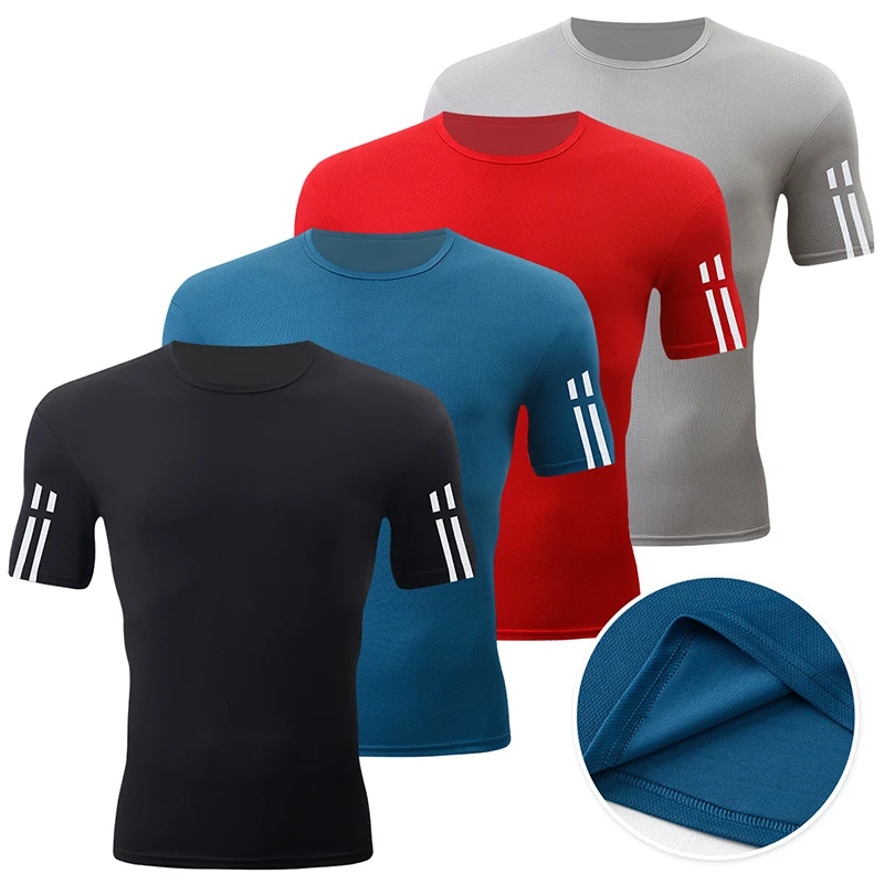 2/4 Pack Men's Quick-drying Sports Short Sleeve Solid Color Classic Joker Tee Running and Playing Sports T-shirt