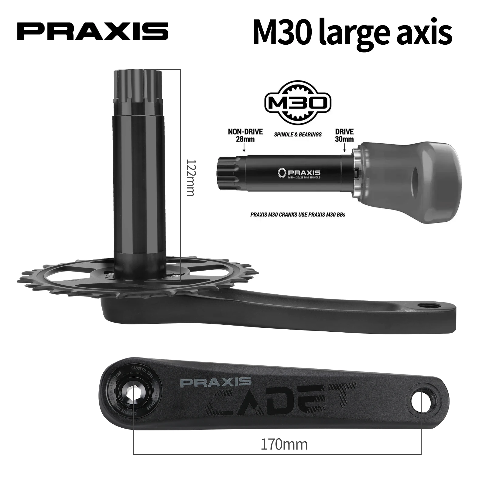 PRAXIS cadet M30 Crankset 1x11/12 Speed MTB 32T Crank Chainring BB