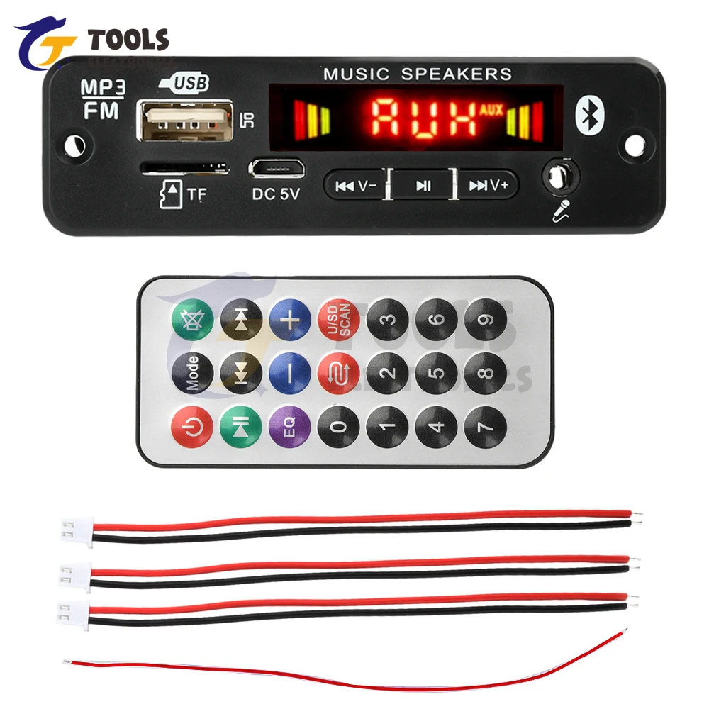 DC 6-18V Mp3 Decoder Board with 2*20W Amplifier Bluetooth 5.0 Car FM Radio Module TF USB Recording Call Lossless Motherboard