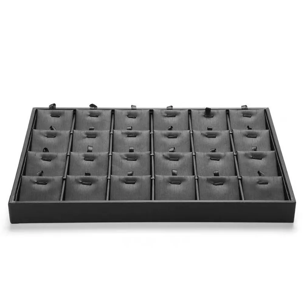 Stackable Black Jewelry Display Tray with Multi-Compartment Storage