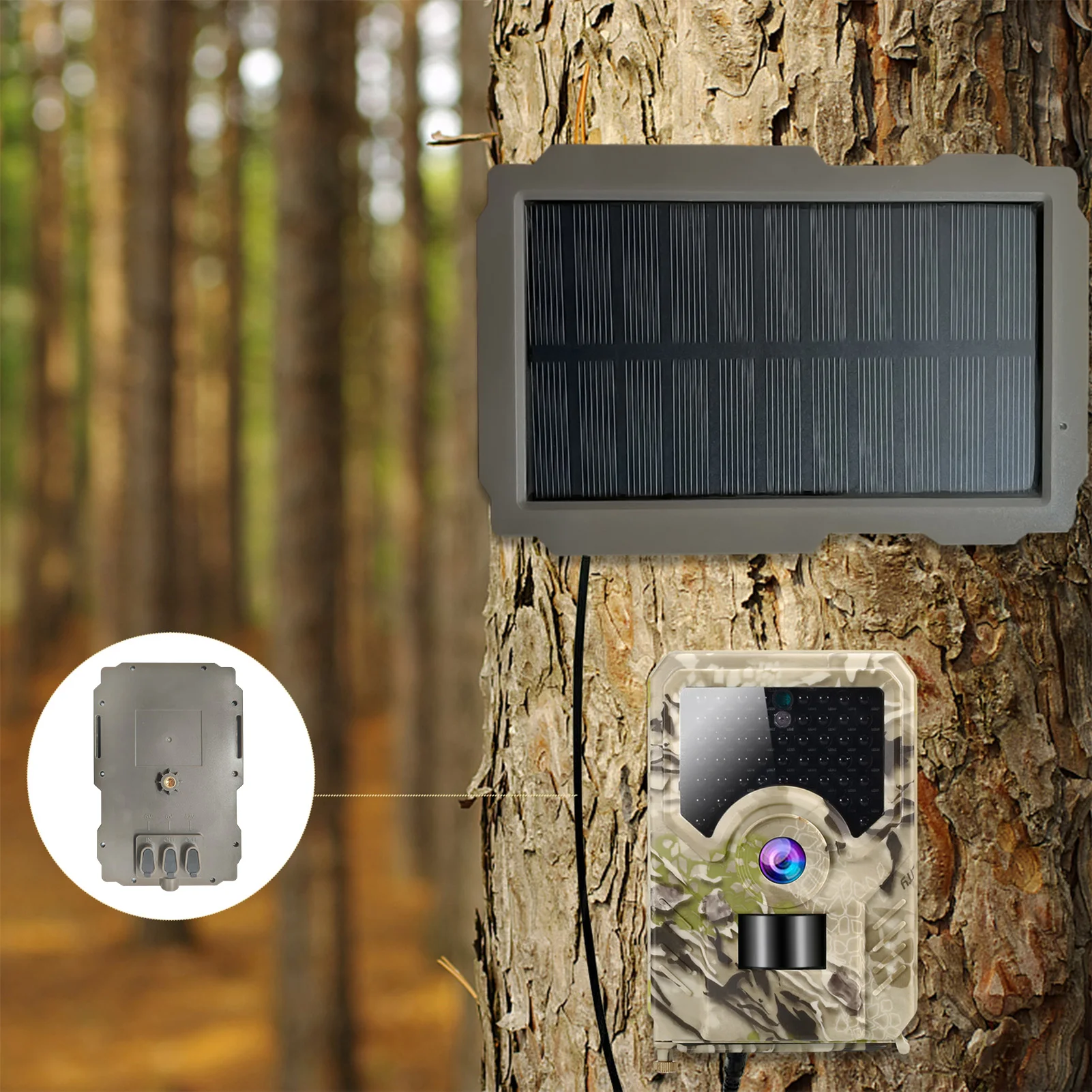 Trail Game Camera Solar Panel Kit 3000mAh 6V-12V Rechargeable Solar Charger for Hunting Camera 25% Conversion Rate