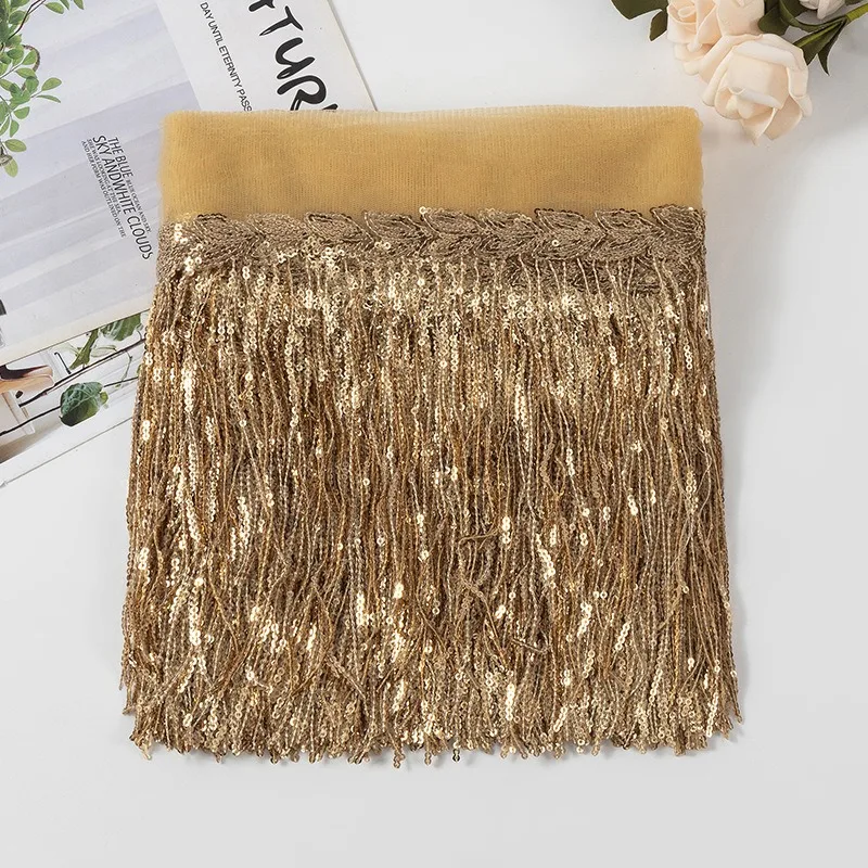 Description Picture 6 of item30cm leaf sequin fringe lace Tassel Trim Stage Latin dance bead row dress curtain ornaments hanging flower