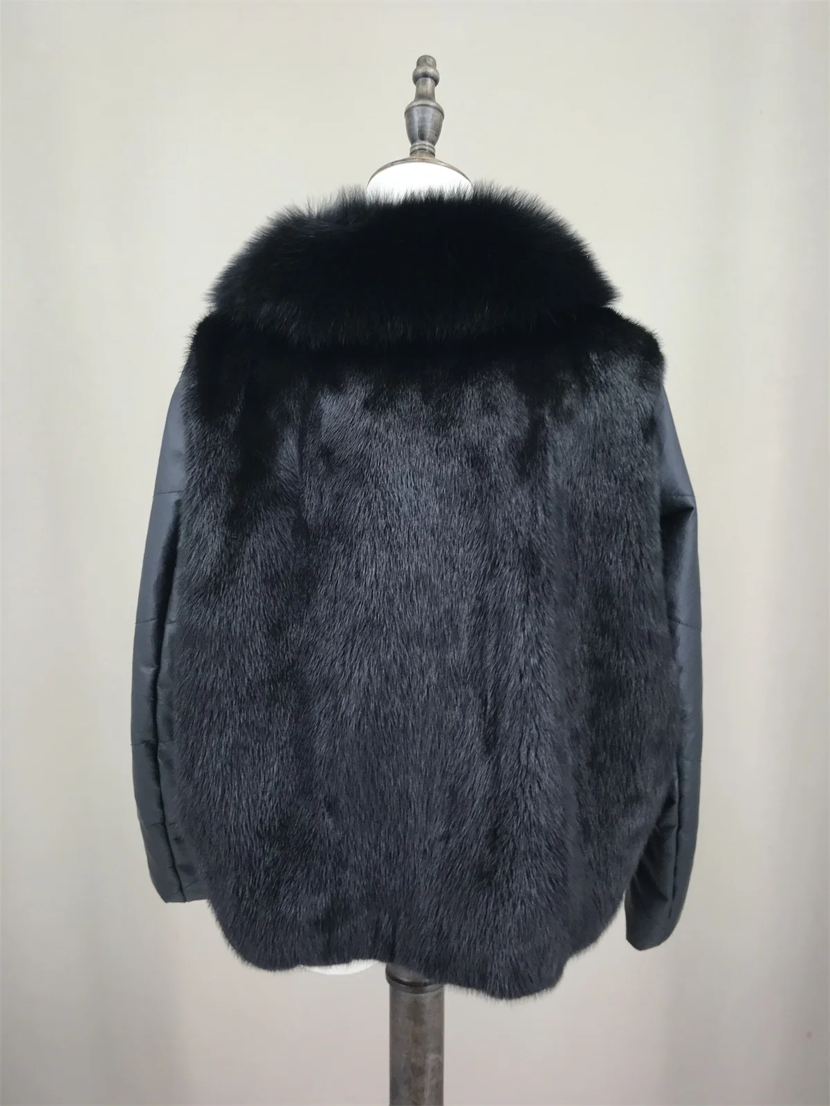 on sale Natural Mink Fur Full Pelt Jacket With Fox Fur Collar Sheep Leather Down Coat Thick Warm Fur Autumn Winter Casual 230609