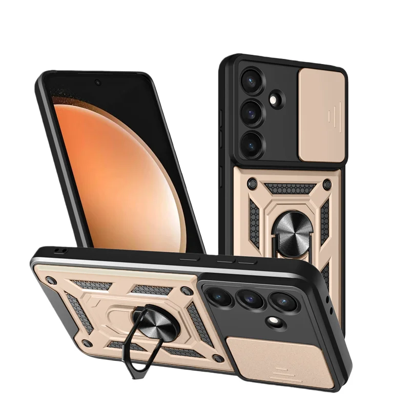 Slide Lens Protection Armor Case with Car Magnetic Bracket - Durable Protective Cover