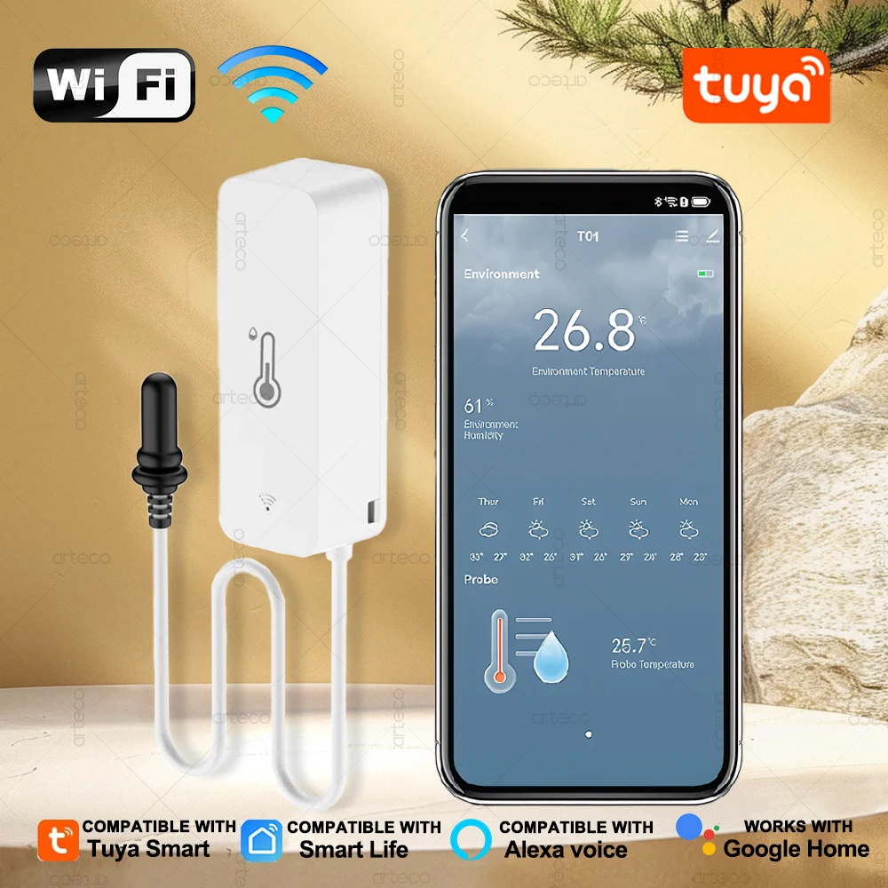 Wireless Smart Temperature and Humidity Sensor with External Probe