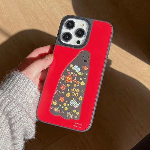 

Mirror Surface Ghost New Year Red Phone Case Cover for IPhone 11 12 13 14 15 Pro Max Case for IPhone 15 Pro Max
