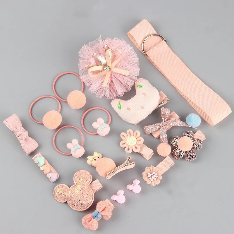 18 Pcs Hair Clip Set Cute Hair Accessories Girl Cartoon Hair Clip Headwear Bow Flower Animal Hairpin Hair Ring Box Not Included 4