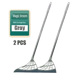 Silicone Magic Broom and Squeegee Set for Efficient Home Cleaning (2PCS - Gray)