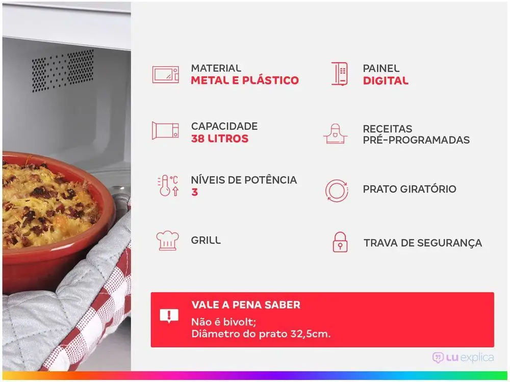 Micro-ondas Brastemp 38L Espelhado com Grill Ative! BMJ38 ARANA - 220V 2