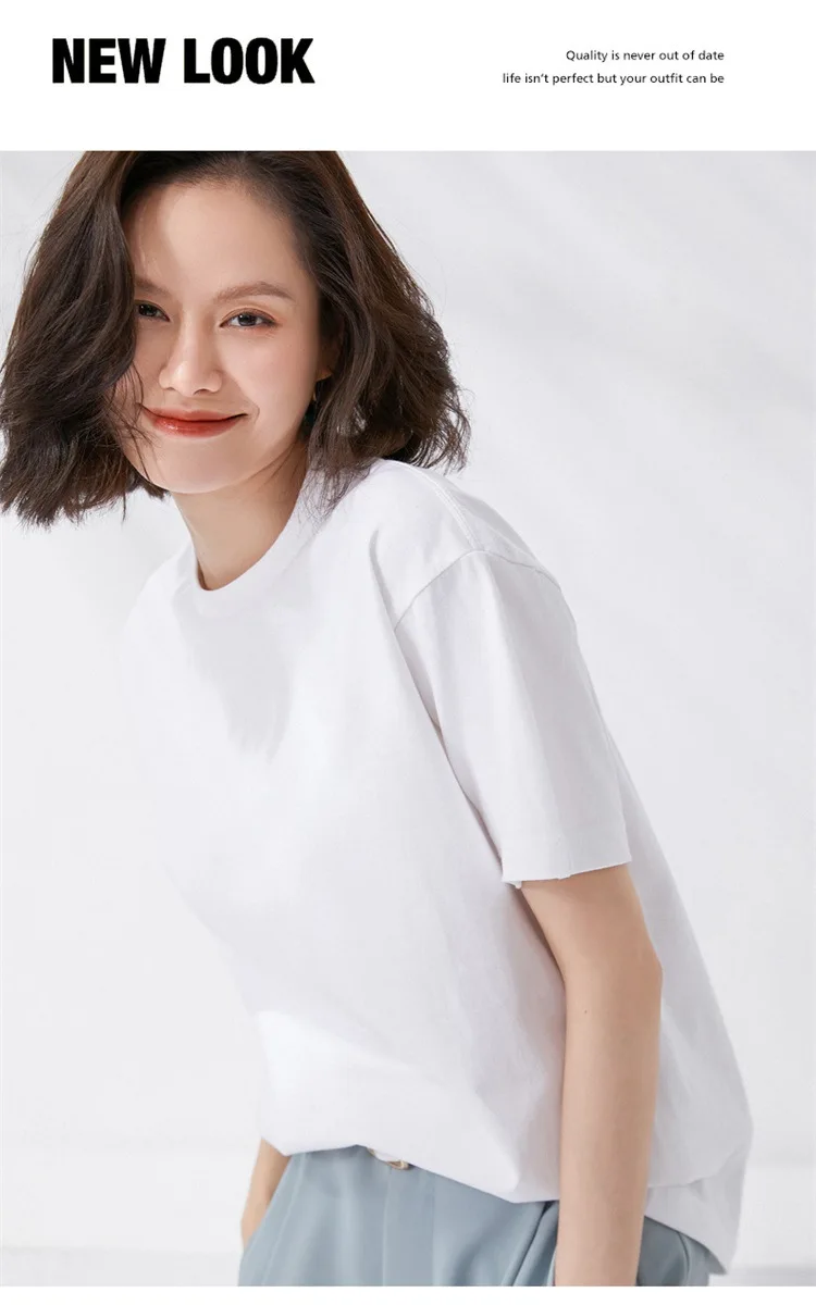 Women T-shirts 2024 Summer Tops Solid Short Sleeve Loose O-neck 100% Cotton Casual Ladies Shirts Harajuku Korean Woman Tshirts