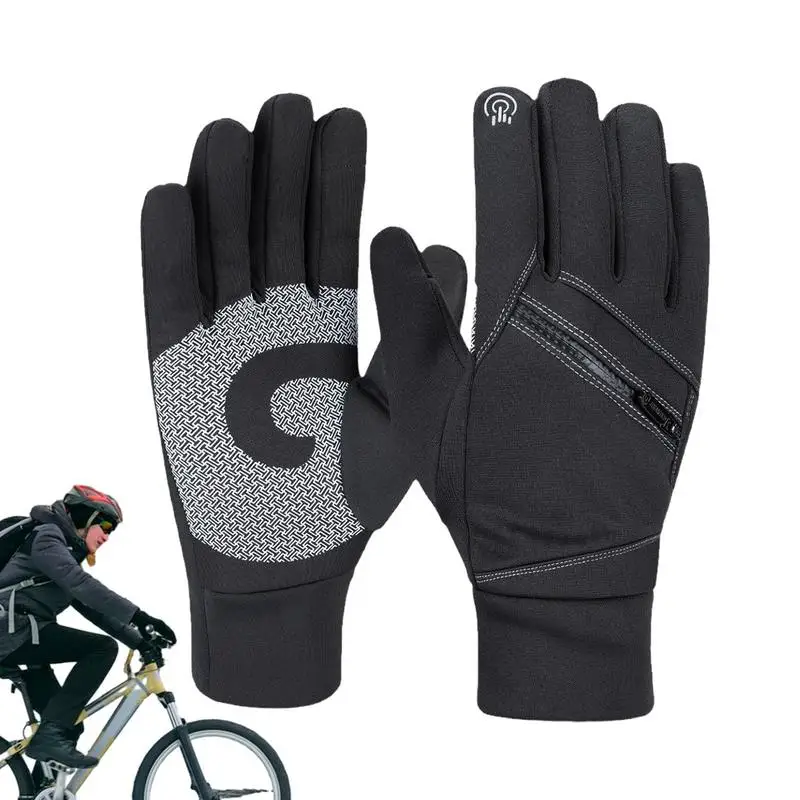 

Winter Biking Gloves Cold Weather Motorcycles Snow Gloves Anti Slip Driving Gloves With Mini Pocket Double-Layer Windproof