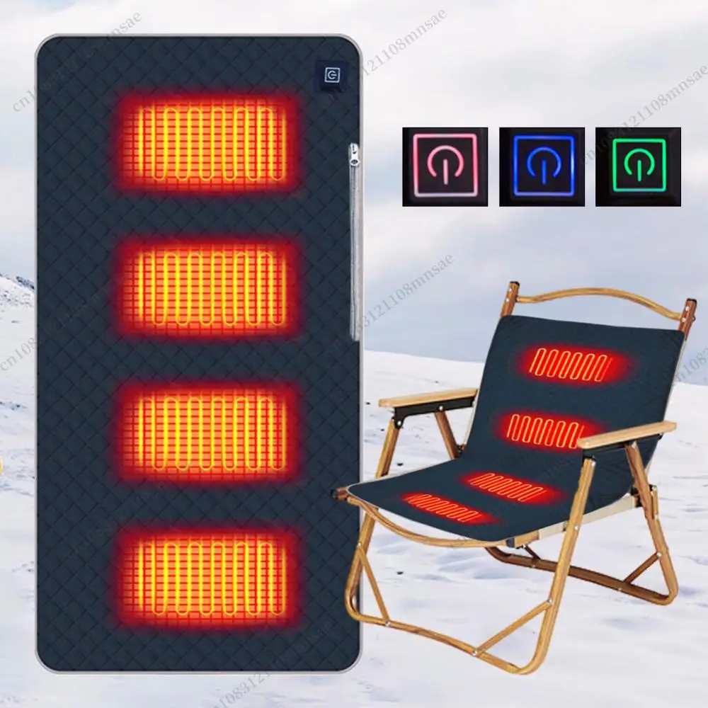 Electric Heating Blanket 4 Heated Areas Camping Chair Mat 3 Adjustable Temperature