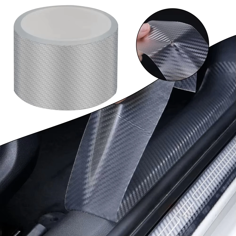 Transparent Carbon Fiber Car Threshold Portector Moulding Strip Trim Bumper Strip Door Sill Film Anti Scratch Guards Car Sticker car stickers car door edge guards carbon fiber sticker car door protector car threshold protector car door anti collision strip car door edge protector car door rubber protector car reflective tape sticker car trunk door sill protector