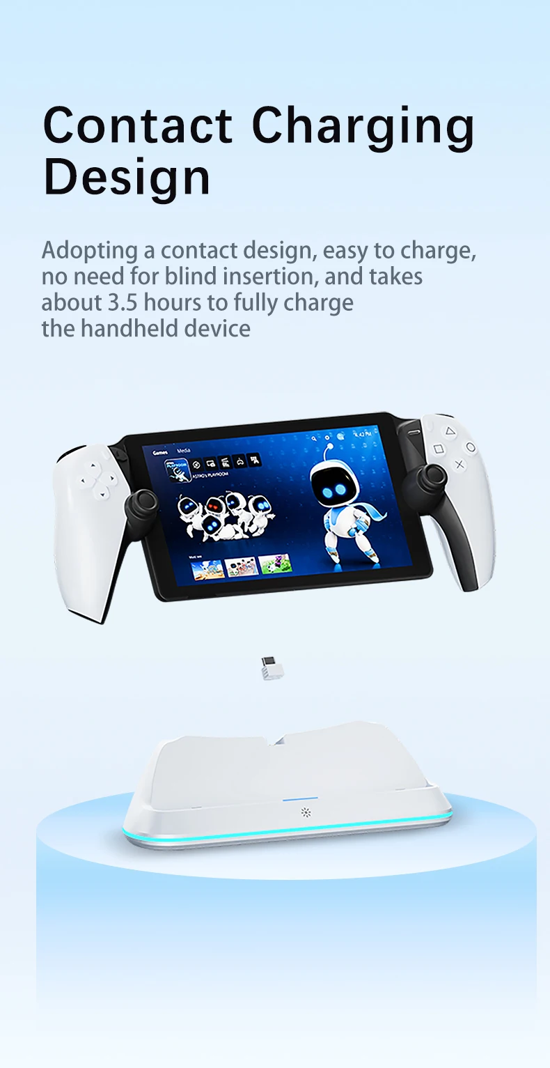 HONCAM Charging Dock Station for PlayStation Portal 7 RGB Light Modes Console Charger Stand with Tri-Protection Safety charging