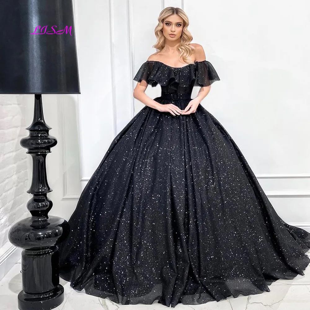 2024 Black Lace Sequin Sweet 15 Quinceanera Dresses With detachable sl –  MyChicDress