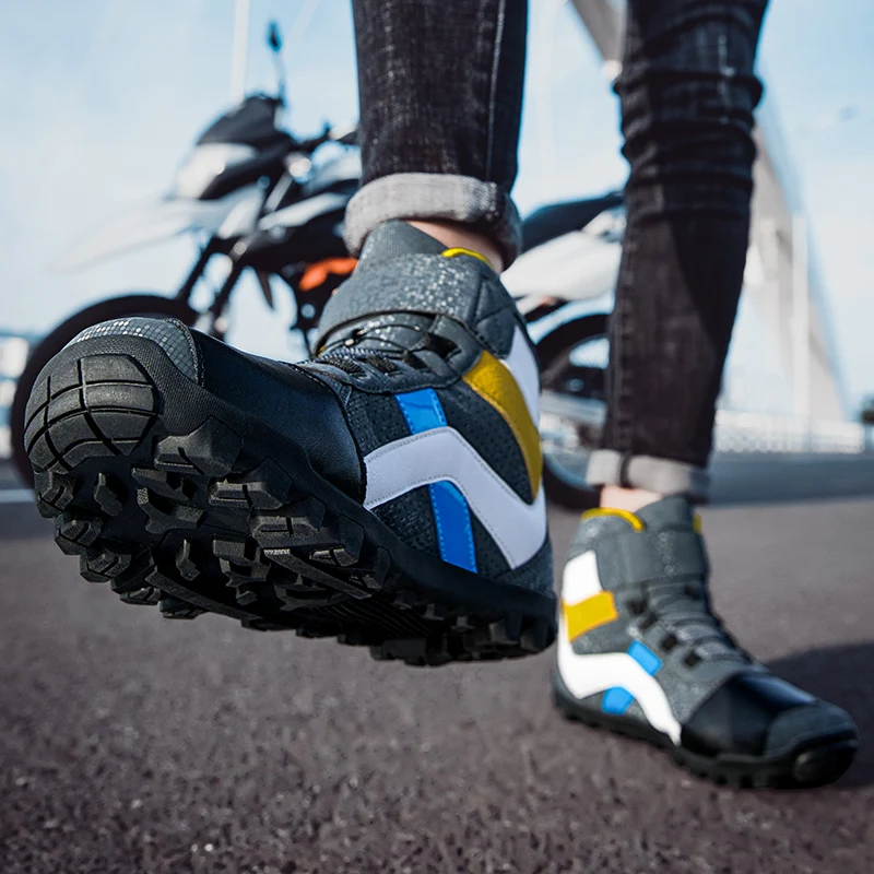 Motorcycle Boots Men Cowhide Leather Motorbike Riding Shoes Anti-slip Rubber Sole Accessories motorcycle shoes,motorcycle boots