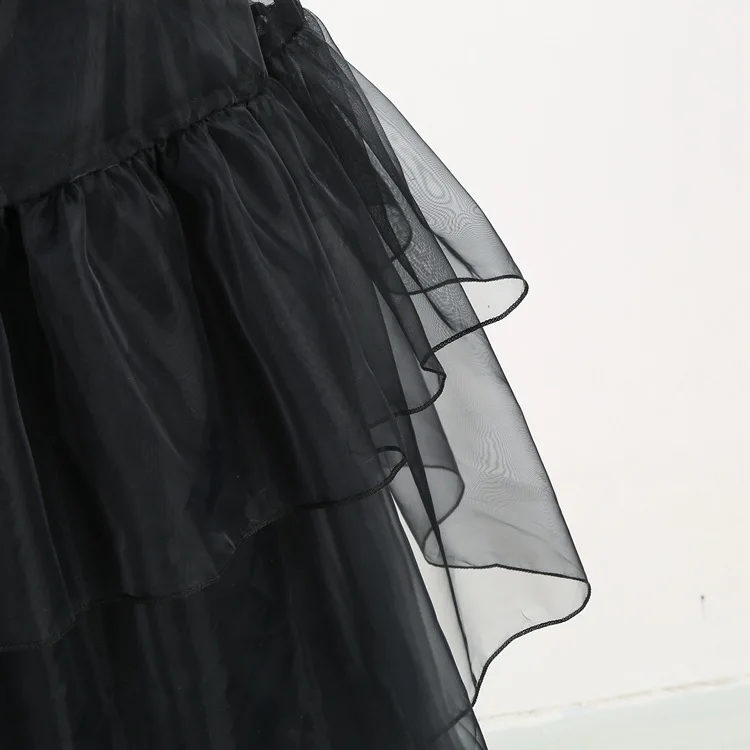 Kinder-Halloween-Kostüm Mädchen Familien-Cosplay Gothic Schwarzes Kleid Kinder-Familien-Festtagsoutfit Horror-Set – Detail 7