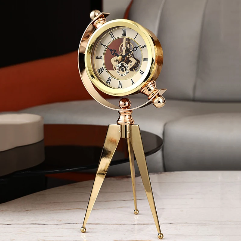 Mechanical Desk Clock Vintage Table Clock Metal Desktop Clock Metal Table Clock Desk